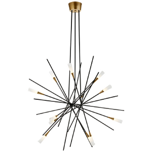 Люстра Stellar Large Chandelier CHC 5600BLK Visual Comfort Matte Black and Antique Brass