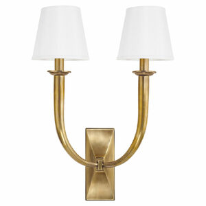 Hudson Valley 112-AGB Vienna 2 Light Wall Sconce W/White Shade